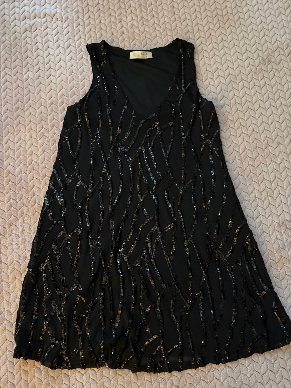 Black Sequin A-Line Tank Dress